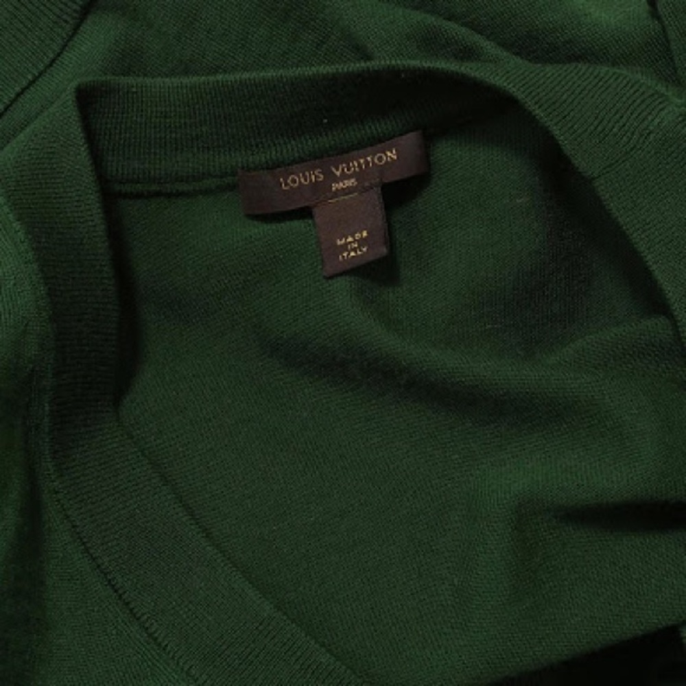 English green wool V neck sweater